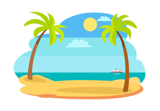 Sun and Recreation on Beach Vector Illustration