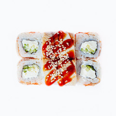 Sushi rolls on a white background. Isolated.