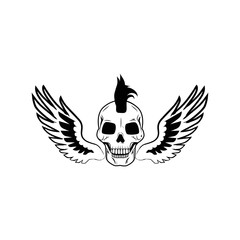 Skull and Wings Image on Vector Illustration