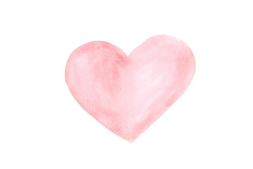 Red heart is placed on a white background, watercolor. - 207946566