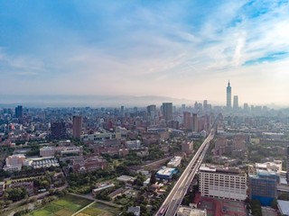 Naklejka na ściany i meble Skyline of taipei city in downtown Taipei, Taiwan.