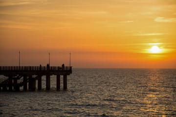 Sunset on the beach at Baltic Sea, Kaliningrad.