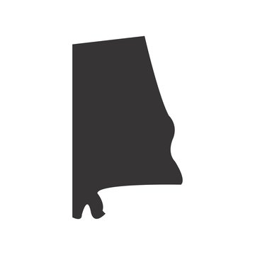 Alabama State map of US America. Vector Simple Black Maps. Eps 08.