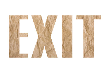 EXIT word with wrinkled paper texture
