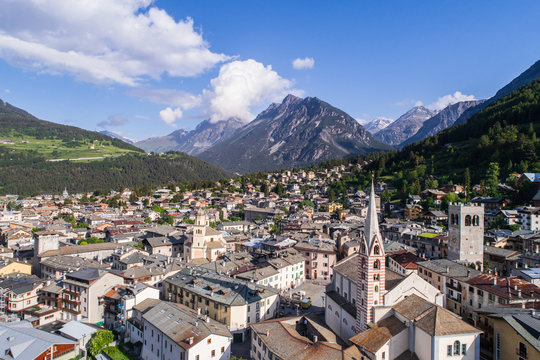 Village of Bormio, Valtellina. Important ski station in the Italian Alps