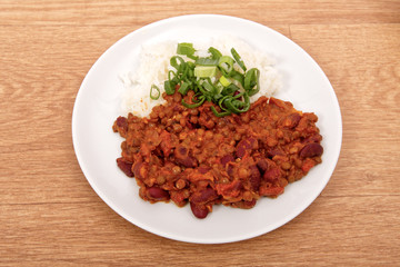 Indian legume hash with rice on a table