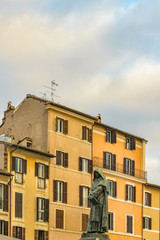 Fototapeta na wymiar Giordano Bruno Sculpture, Rome, Italy