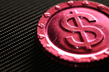 Plastic made toy coin scene.