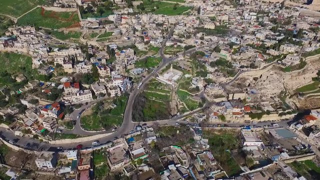 Aerial Fly Jerusalem Alleys Villages And Old City To Temple Mount Western Wall