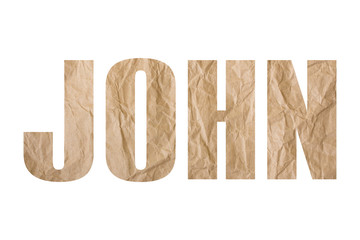 JOHN word with wrinkled paper texture