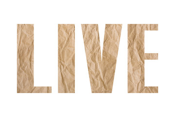 LIVE word with wrinkled paper texture