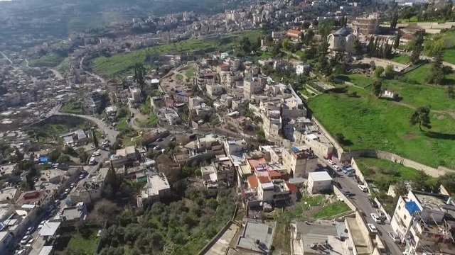 Aerial Fly Jerusalem Alleys Villages And Old City To Temple Mount Western Wall