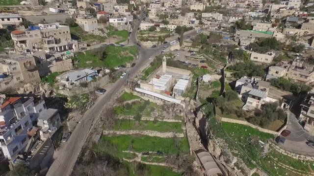 Aerial Fly Jerusalem Alleys Villages And Old City To Temple Mount Western Wall