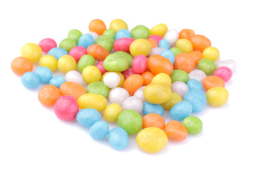Multicolored round candy on a white background. Isolated