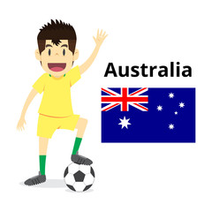 Australia nation team cartoon,football World,country flags. 2018 soccer world,isolated on white background. vector illustration