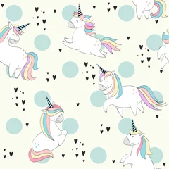 Wall murals Unicorn Vector seamless pattern with Magic cute unicorns.