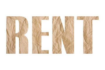 RENT word with wrinkled paper texture
