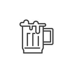Beer mug outline icon. linear style sign for mobile concept and web design. Bar drink simple line vector icon. Symbol, logo illustration. Pixel perfect vector graphics