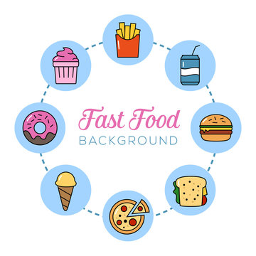 Fast Food Background with Icons