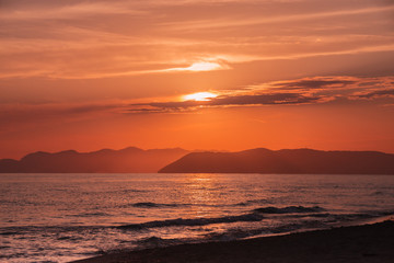 Sunset over the sea. Backgrounds for quotes