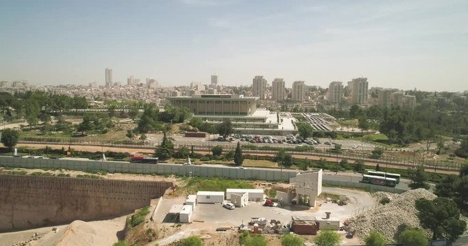 The Knesset Building In Jerusalem, Aerial view of Israel National Legislature Parliament Government. House of Law and Democracy Israeli Parliament house, Capital Jerusalem, Israe