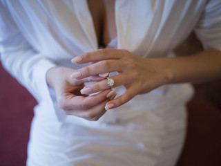 Brides ring on the finger