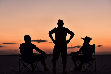 Naklejka na ściany i meble holiday concept and group of friends on the beach