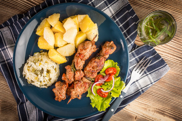 Shish kebabs - grilled meat and vegetables