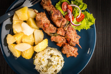 Shish kebabs - grilled meat and vegetables