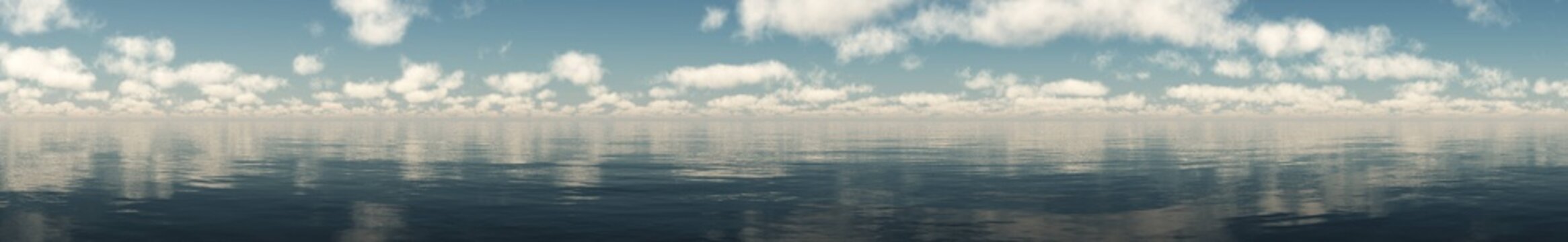 panorama of clouds over the ocean, seascape with clouds,
3D rendering
