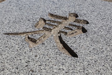 engraved east direction (described as east in japanese)