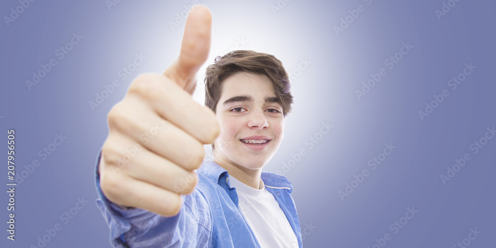 Wall mural portrait of young isolated teenager