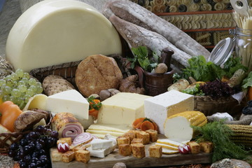 Different types of cheese slices