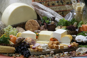 Different types of cheese slices
