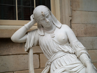 19th century carving of Cleopatra, the last Macedonian ruler of Egypt. Statue depicts her...