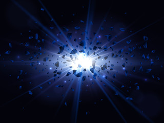 Blue big explosion. Abstract vector illustration.