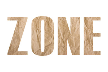 ZONE word with wrinkled paper texture