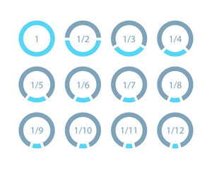Set mathematical fractions parts of ring template for infographics