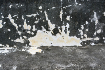 Old white wall with sloppy black streaks.