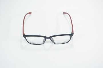 Eyeglasses black and red isolated on white background