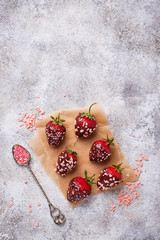 Strawberry in chocolate, delicious dessert
