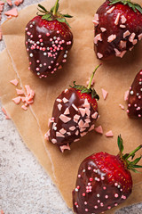 Strawberry in chocolate, delicious dessert