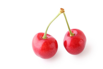 Fresh sweet cherries isolated on a white