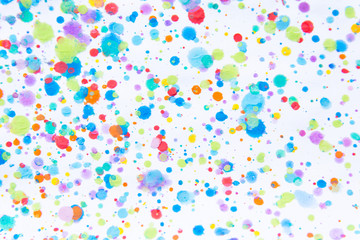 Colorful water color painting splash. Blot, Blurred spot. with texture. Multiple spots and stain water color on white background