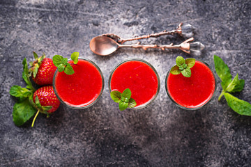 Delicious dessert panna cotta with strawberry