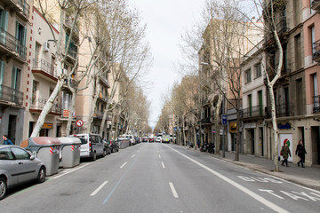 BARCELONA, SPAIN - MARCH 19, 2018: streets of Barcelona. Barcelona is a city on the coast of northeastern Spain,