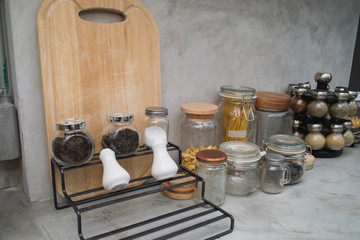 The design of the modern home kitchen in the loft-style