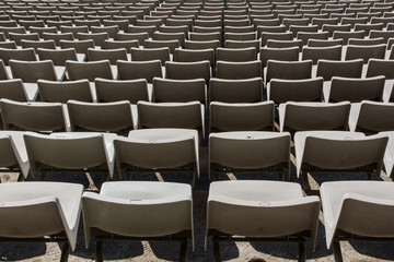 Empty Stadium seats row in a sports stadium