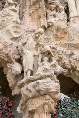 BARCELONA, SPAIN - MARCH 19, 2018: cathedral statue designed by Gaudi, which is being built since 19 March 1882