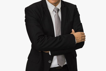 Obraz na płótnie Canvas Male model in a suit posing on white background